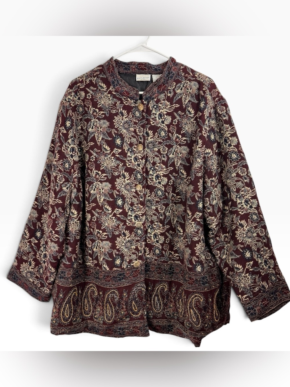90s Y2k Beaded Paisley Floral Tapestry Jacket Whimsigoth Fairy Grunge Witchy 3X